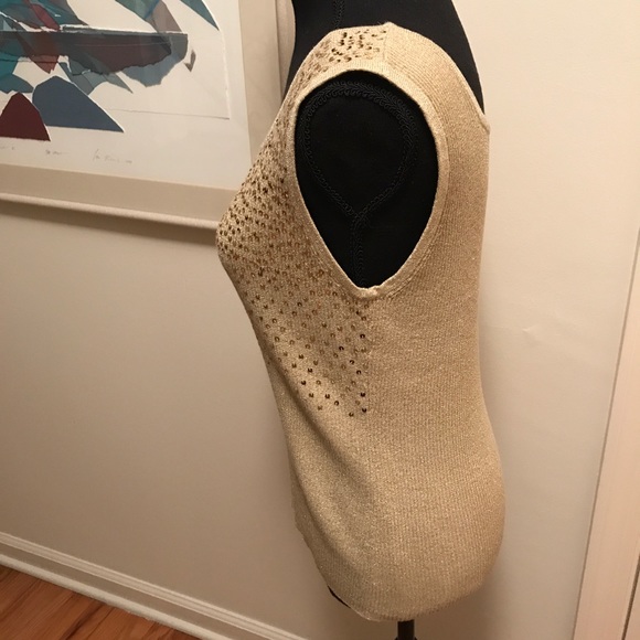 Once Again gold metallic tank top w/ gold sequins - Picture 6 of 8